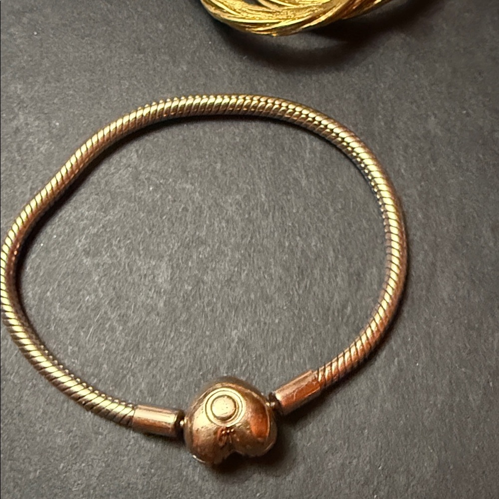 Pandora Rose Gold Tone Heart Clasp Snake Bracelet - Picture 9 of 9